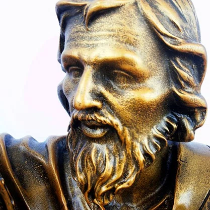 Imagem Busto Sagrada Família em Mármore com Pintura em Bronze - 25 cm