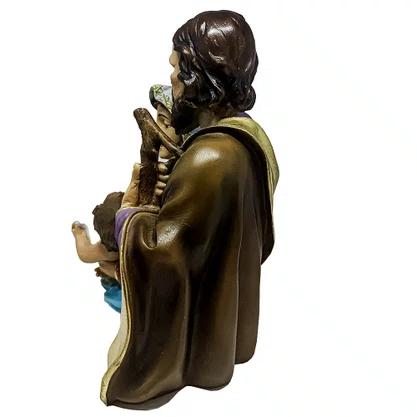 Imagem da Sagrada Família Busto com Lampião de Resina Nacional - 23cm