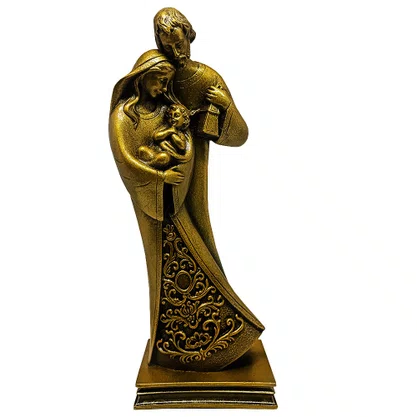 Imagem da  Sagrada Família Estilizada em Mámore com Pintura Bronze - 24 cm