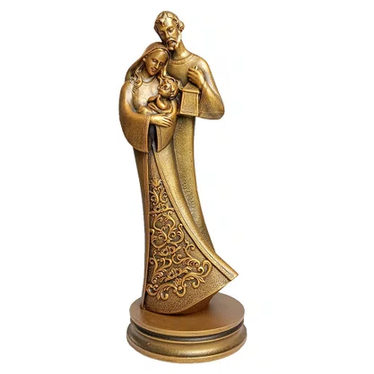 Imagem da  Sagrada Família Estilizada em Mámore com Pintura Bronze - 33 cm