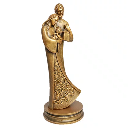 Imagem da  Sagrada Família Estilizada em Mámore com Pintura Bronze - 33 cm
