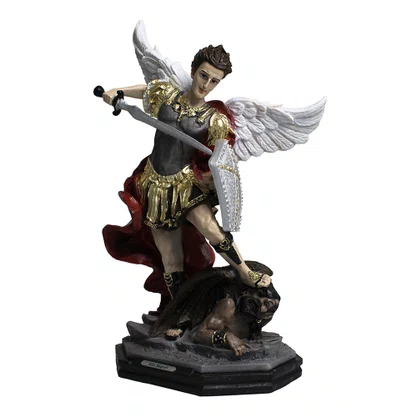 Imagem de São Miguel Arcanjo com Escudo em Resina Nacional - 30 cm