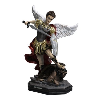Imagem de São Miguel Arcanjo com Escudo em Resina Nacional - 30 cm