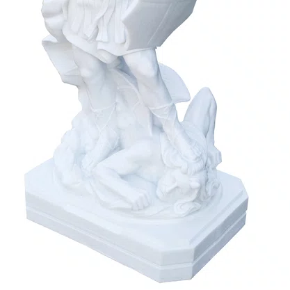 Imagem de Arcanjo São Miguel de Mármore Branco - 62 cm