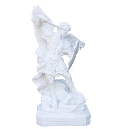 Imagem de Arcanjo São Miguel de Mármore Branco - 62 cm