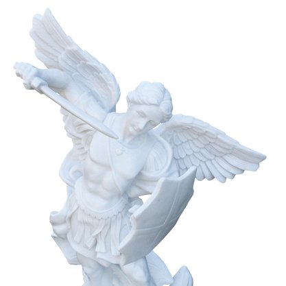 Imagem de Arcanjo São Miguel de Mármore Branco - 62 cm