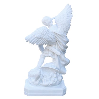 Imagem de Arcanjo São Miguel de Mármore Branco - 62 cm