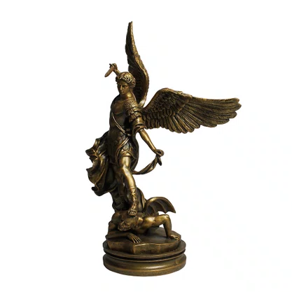 Imagem de Arcanjo São Miguel de Resina Nacional com Pintura em Bronze Velho - 39 cm