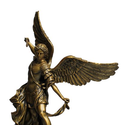 Imagem de Arcanjo São Miguel de Resina Nacional com Pintura em Bronze Velho - 39 cm