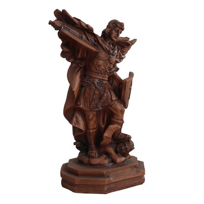 Imagem de Arcanjo São Miguel Resina Efeito Madeira - 16 cm