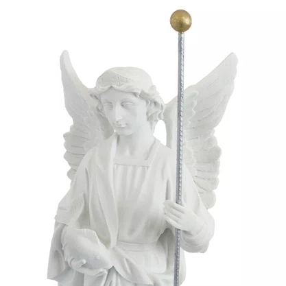 Imagem de Arcanjo São Rafael de Mármore Branco - 62 cm