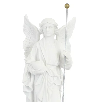 Imagem de Arcanjo São Rafael de Mármore Branco - 62 cm