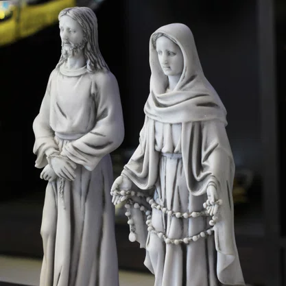 Imagem de Jesus Manietado e Nossa Senhora das Lágrimas de Mármore - 40 cm