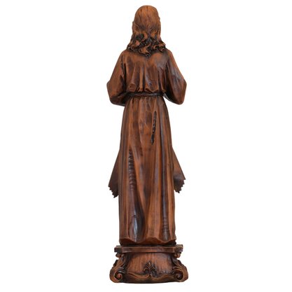 Imagem de Jesus Misericordioso de Resina Nacional Efeito Madeira - 57 cm