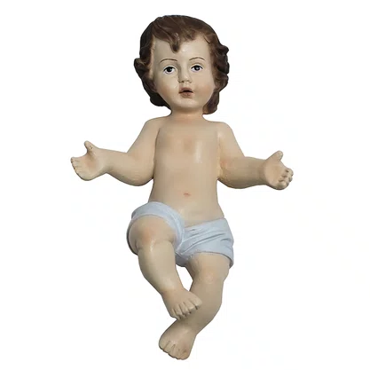 Imagem de Menino Jesus com Fralda Branca de Resina Nacional - 19 cm