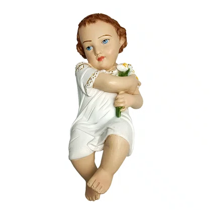 Imagem de Menino Jesus de Resina Nacional com Veste Branca - 26 cm