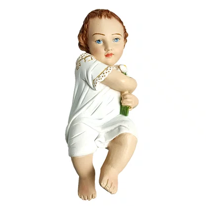 Imagem de Menino Jesus de Resina Nacional com Veste Branca - 26 cm