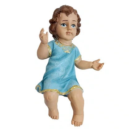 Imagem de Menino Jesus de Resina Nacional Veste Azul - 27 cm