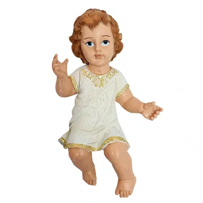 Imagem de Menino Jesus de Resina Nacional Veste Branca - 27 cm