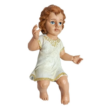 Imagem de Menino Jesus de Resina Nacional Veste Branca - 27 cm