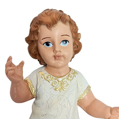 Imagem de Menino Jesus de Resina Nacional Veste Branca - 27 cm