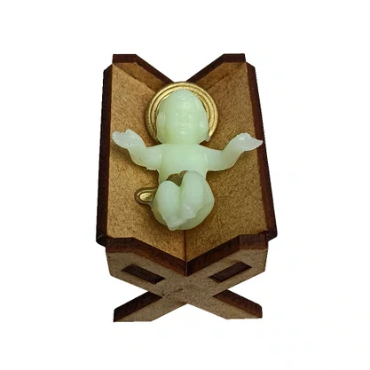Imagem de Menino Jesus Fosforescente e Manjedoura - 5 cm