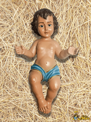 Imagem de Menino Jesus Veste Azul de Resina Nacional - 38 cm