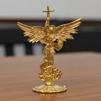 Imagem de Metal Arcanjo São Miguel Dourado - 11 cm