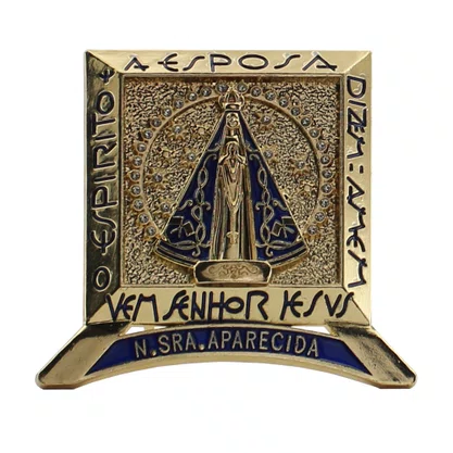 Imagem de Metal Nicho Nossa Senhora Aparecida Dourado Mesa