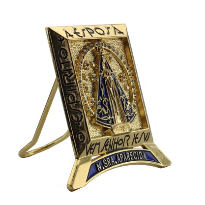 Imagem de Metal Nicho Nossa Senhora Aparecida Dourado Mesa