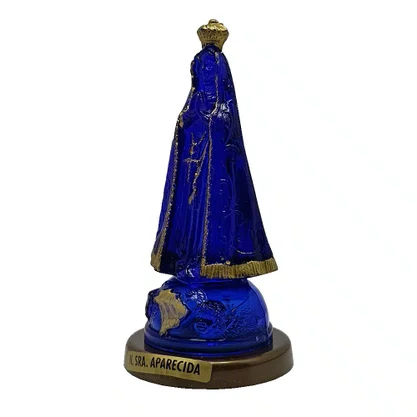 Imagem de Nossa Senhora Aparecida Azul em Acrílico com Base - 12 cm