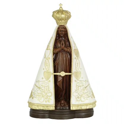Imagem de Nossa Senhora Aparecida Bandeira Marfim de Resina Nacional - 20 cm