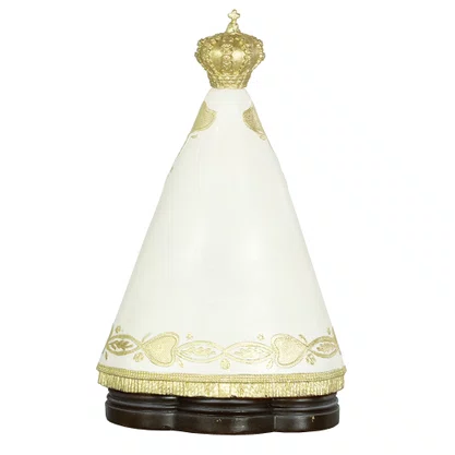 Imagem de Nossa Senhora Aparecida Manto Marfim de Resina Nacional - 20 cm