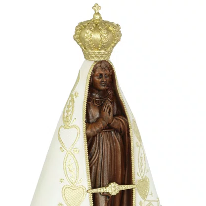 Imagem de Nossa Senhora Aparecida Manto Marfim de Resina Nacional - 20 cm