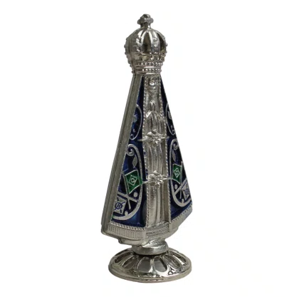 Imagem de Nossa Senhora Aparecida Dupla Azul Metal - 9 cm