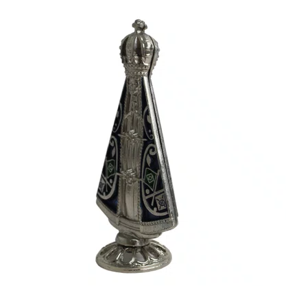 Imagem de Nossa Senhora Aparecida Dupla Azul Metal - 9 cm
