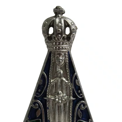Imagem de Nossa Senhora Aparecida Dupla Azul Metal - 9 cm