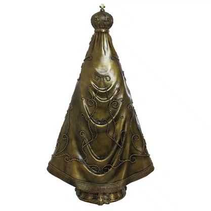 Imagem de Nossa Senhora Aparecida em Mármore com Pintura em Bronze - 66 cm