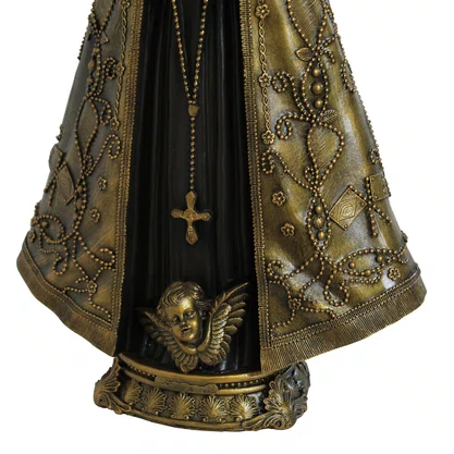 Imagem de Nossa Senhora Aparecida em Mármore com Pintura em Bronze - 66 cm