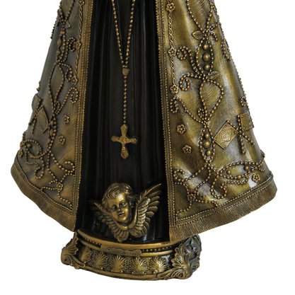 Imagem de Nossa Senhora Aparecida em Mármore com Pintura em Bronze - 66 cm