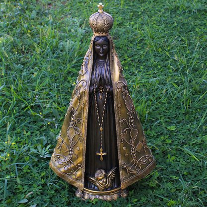Imagem de Nossa Senhora Aparecida em Mármore com Pintura em Bronze - 66 cm
