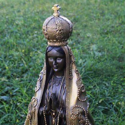 Imagem de Nossa Senhora Aparecida em Mármore com Pintura em Bronze - 66 cm
