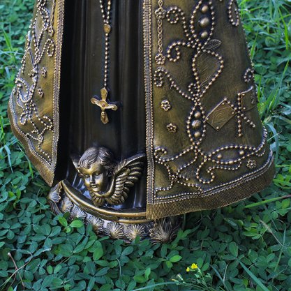 Imagem de Nossa Senhora Aparecida em Mármore com Pintura em Bronze - 66 cm