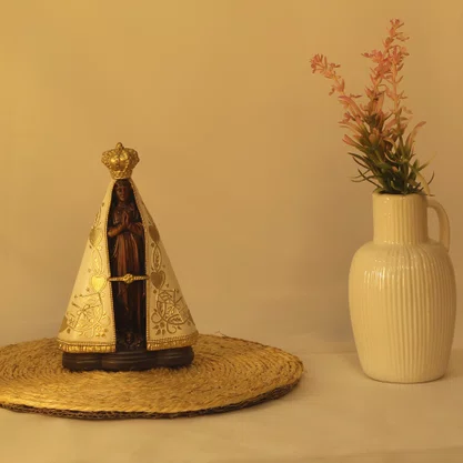Imagem de Nossa Senhora Aparecida Manto Marfim - 15 cm