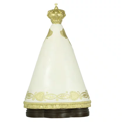 Imagem de Nossa Senhora Aparecida Manto Marfim de Resina Nacional - 38 cm