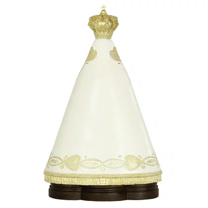 Imagem de Nossa Senhora Aparecida Manto Marfim de Resina Nacional - 30 cm