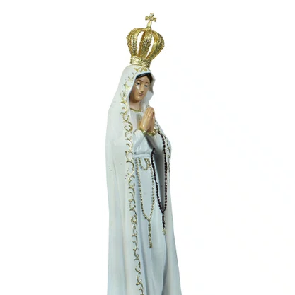 Imagem de Nossa Senhora de Fátima com Pastores Resina Nacional com Coroa - 42 cm