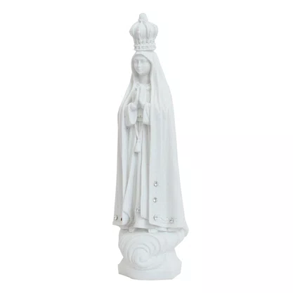 Imagem de Nossa Senhora de Fátima de Mármore Branco Strass - 25 cm