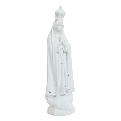 Imagem de Nossa Senhora de Fátima de Mármore Branco Strass - 25 cm