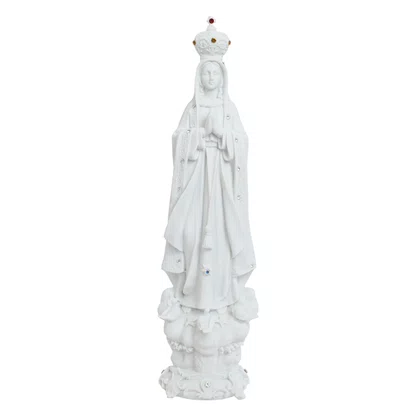 Imagem de Nossa Senhora de Fátima de Mármore Branco Strass - 42 cm
